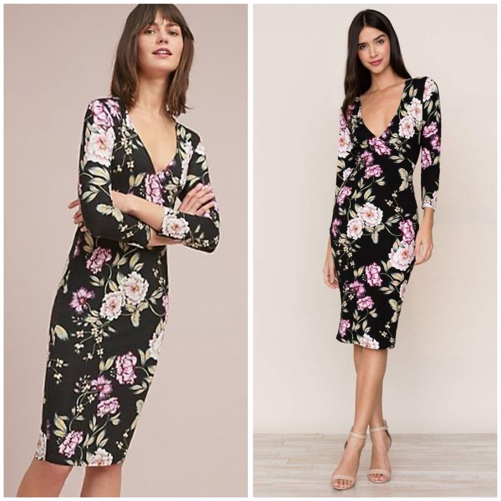 YUMI KIM Love Song Take Me Out Dress Wrap Ruched Floral Print Long Sleeve Small